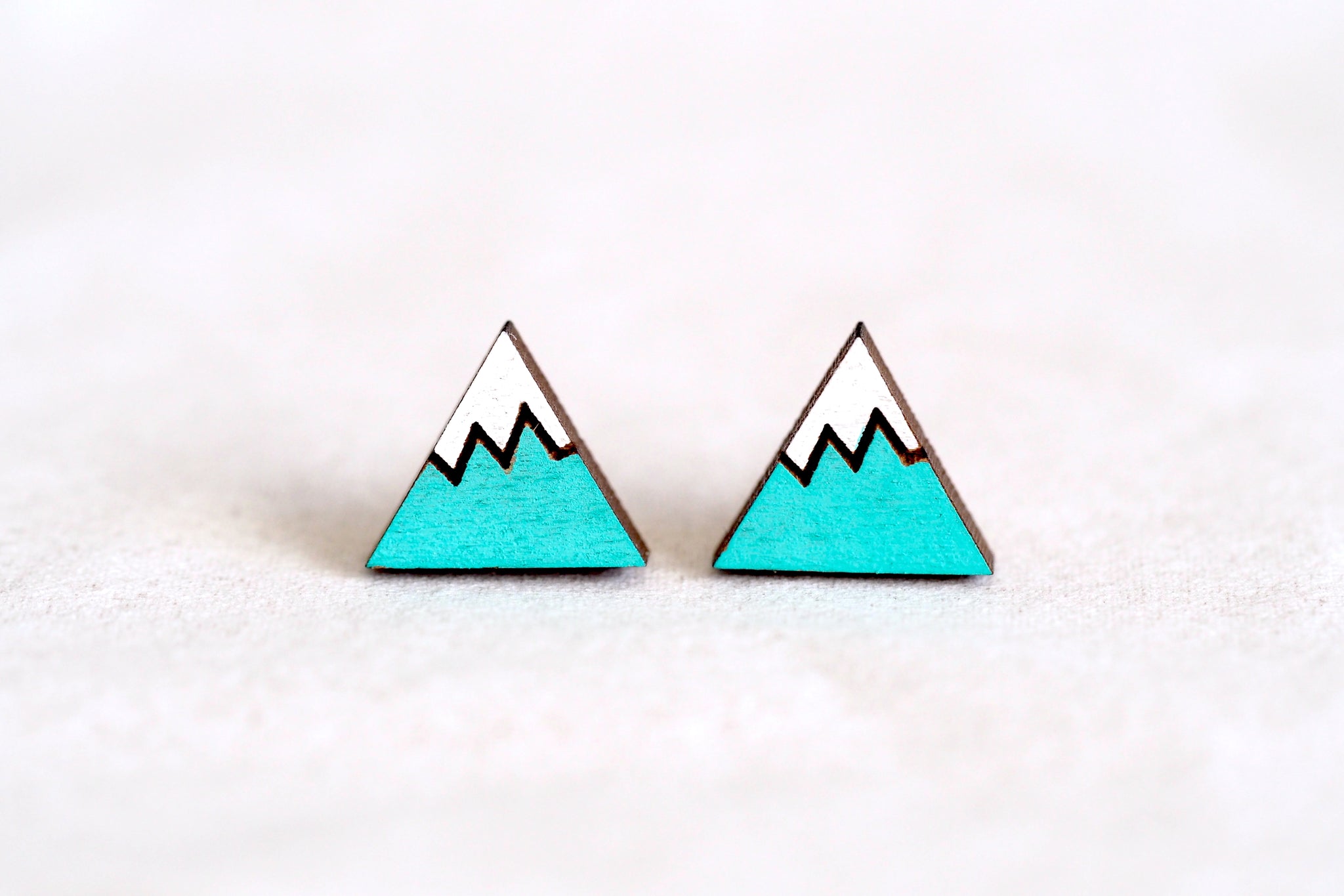 Mt Fuji / Snow Mountain Wooden Stud Earrings