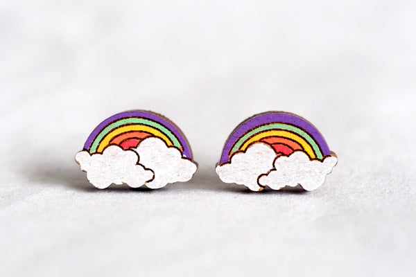 Rainbow Wooden Earrings