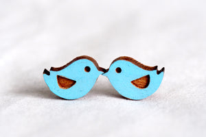 Twitter / Blue Birds Wood Earrings