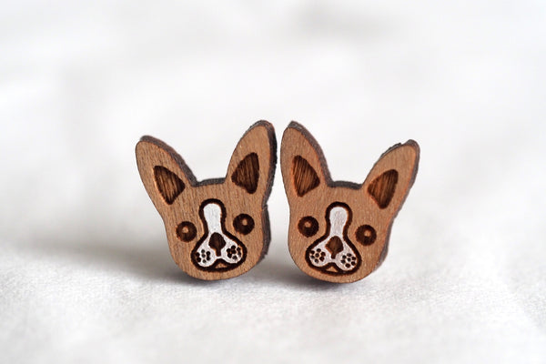 Boston Terrier / Frenchie Dog Wooden Earrings