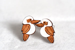 Kookaburra Bird Wooden Stud Earrings