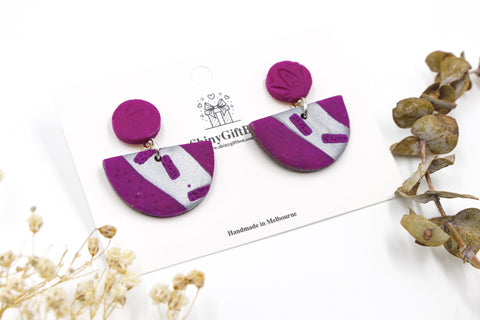 Plum & Silver Half Moon Dangle