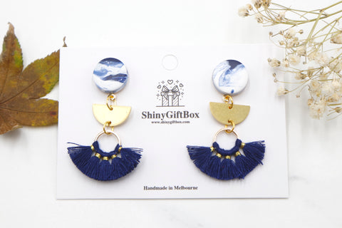 Blue & White Tassels