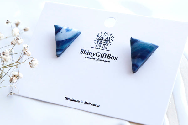 Blue & White Triangle Resin Studs