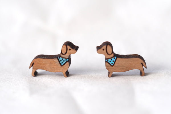Dachshund / Sausage Dog Wooden Earrings