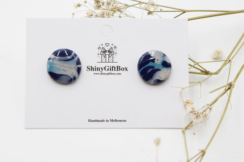 Blue & Granite Statement Resin Studs