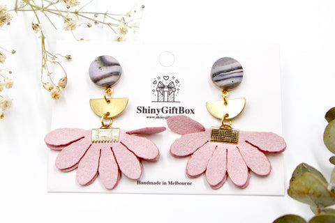 Pink Marble & Gold Flower