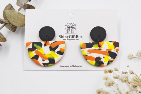 Orange White & Black Half Moon