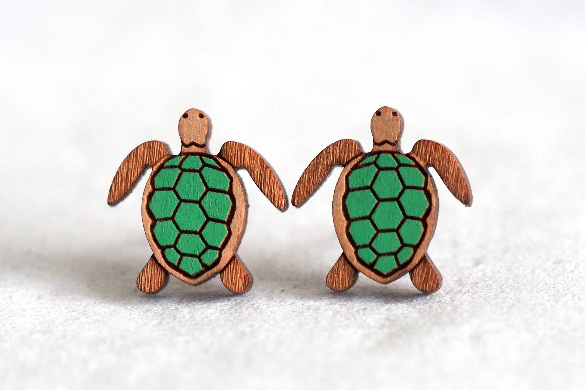 Sea Turtle Wooden Earrings