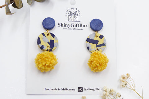 Navy & Mustard Pom Pom