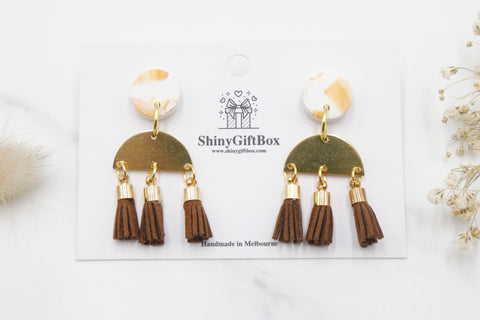 Orange Dream Catcher Half Moon Tassels