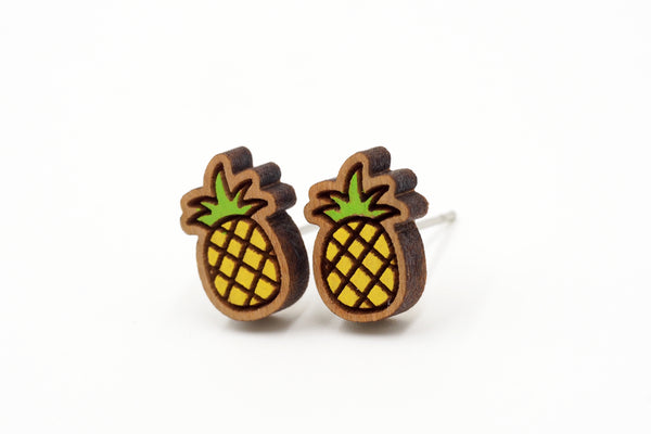 Pineapple Wooden Stud Earrings