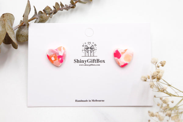 Pink Abstract Heart Studs