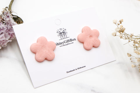 Pink Flower Statement Studs