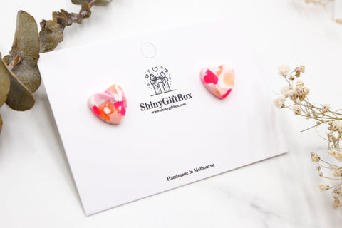 Pink Abstract Heart Studs