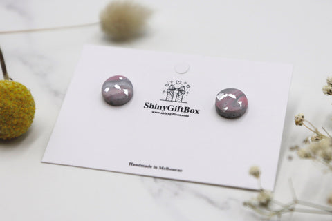 Grey & Pink Galaxy Studs