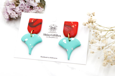 Red Tulip Flower Statement Dangle