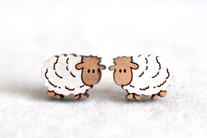 Sheep / Lamb Wooden Earrings