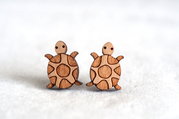Brown Turtle Wooden Earrings