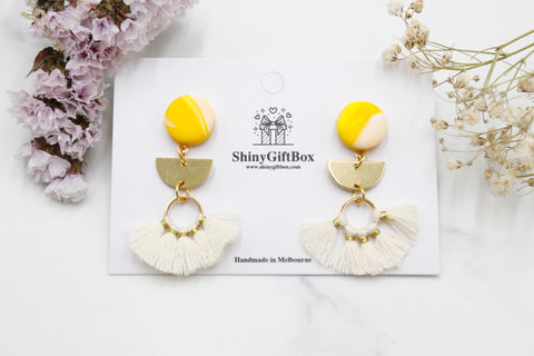 Yellow & White Half Moon Tassels